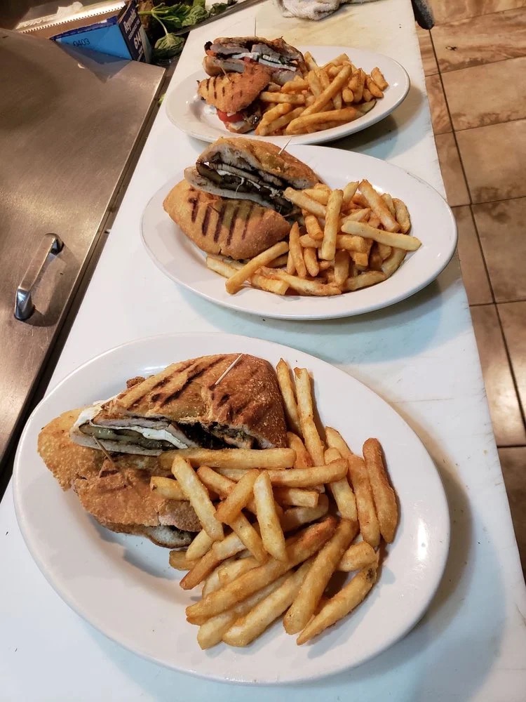 Paninis and fries at Three Brothers Pizza